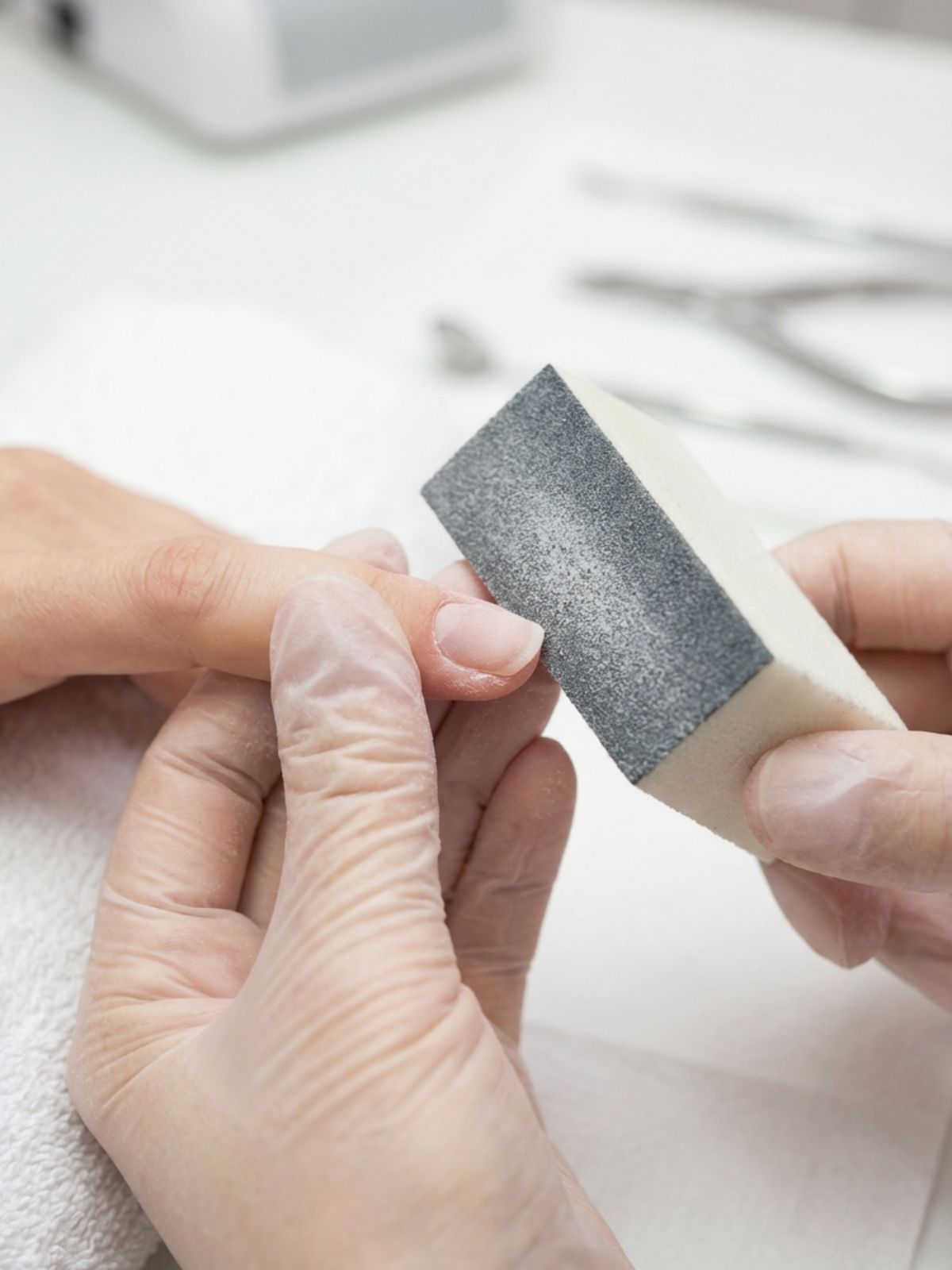 Press-On Nails for First-Time Users - Gently buffing the nail plate removes natural oils and creates texture for the adhesive to grip.