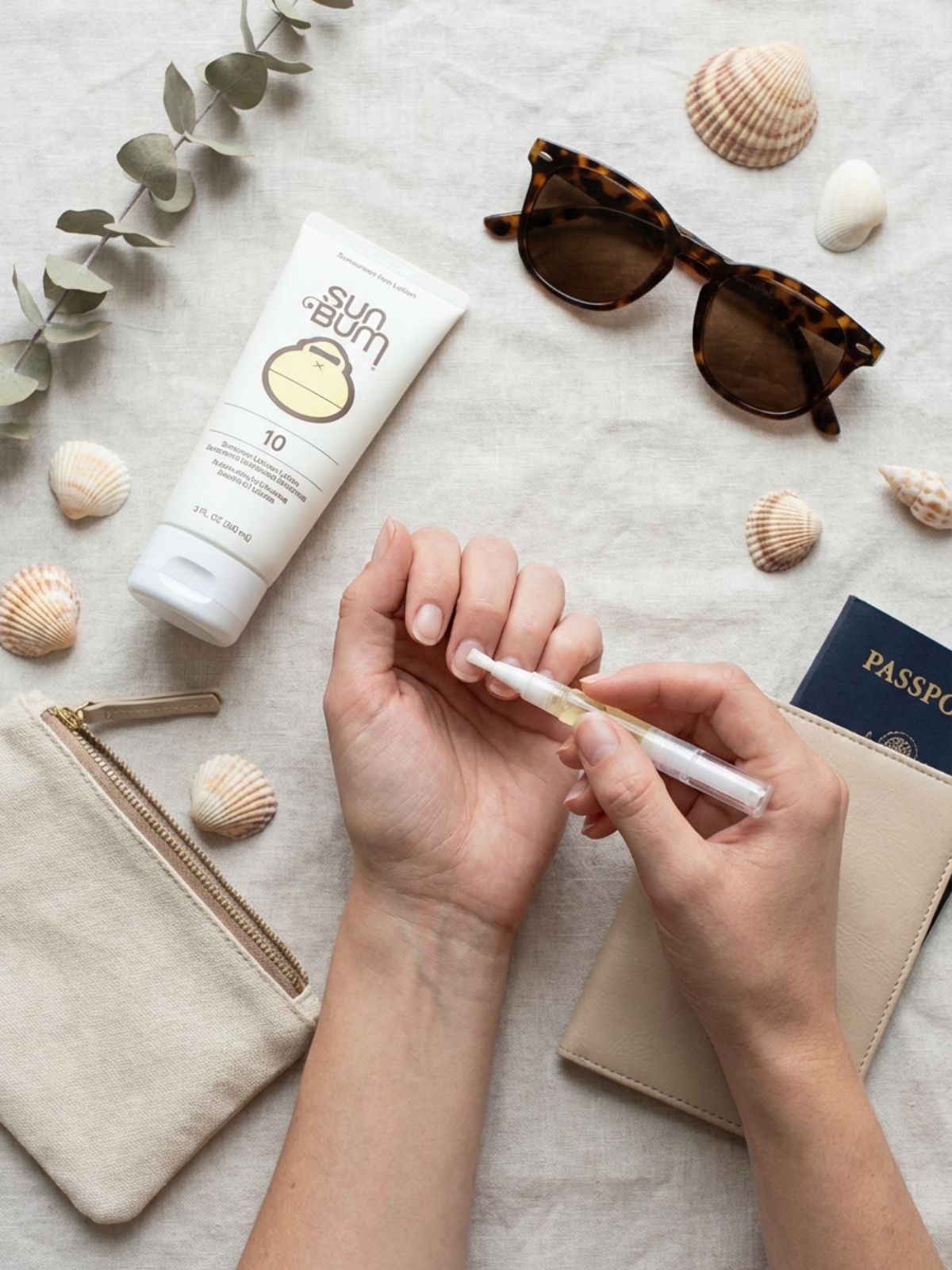 Minimal Nails for Beach Vacation - Keep your minimal manicure polished by applying cuticle oil daily to combat salt water dryness.